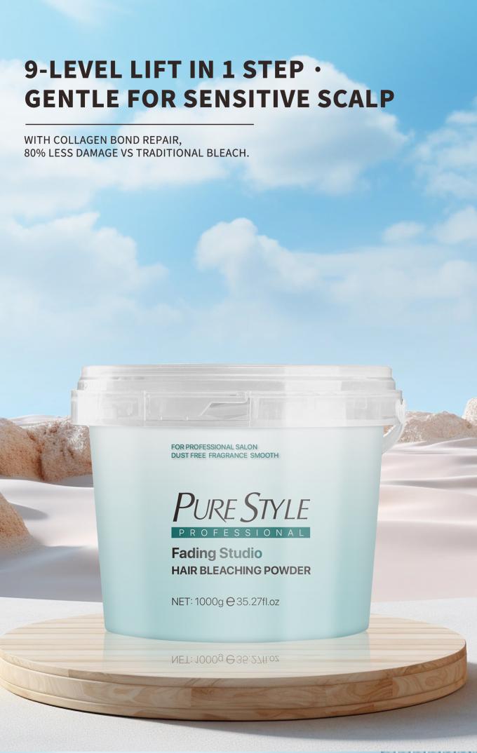 PureStyle Organic Blue Hair Bleaching Powder packaging and product展示